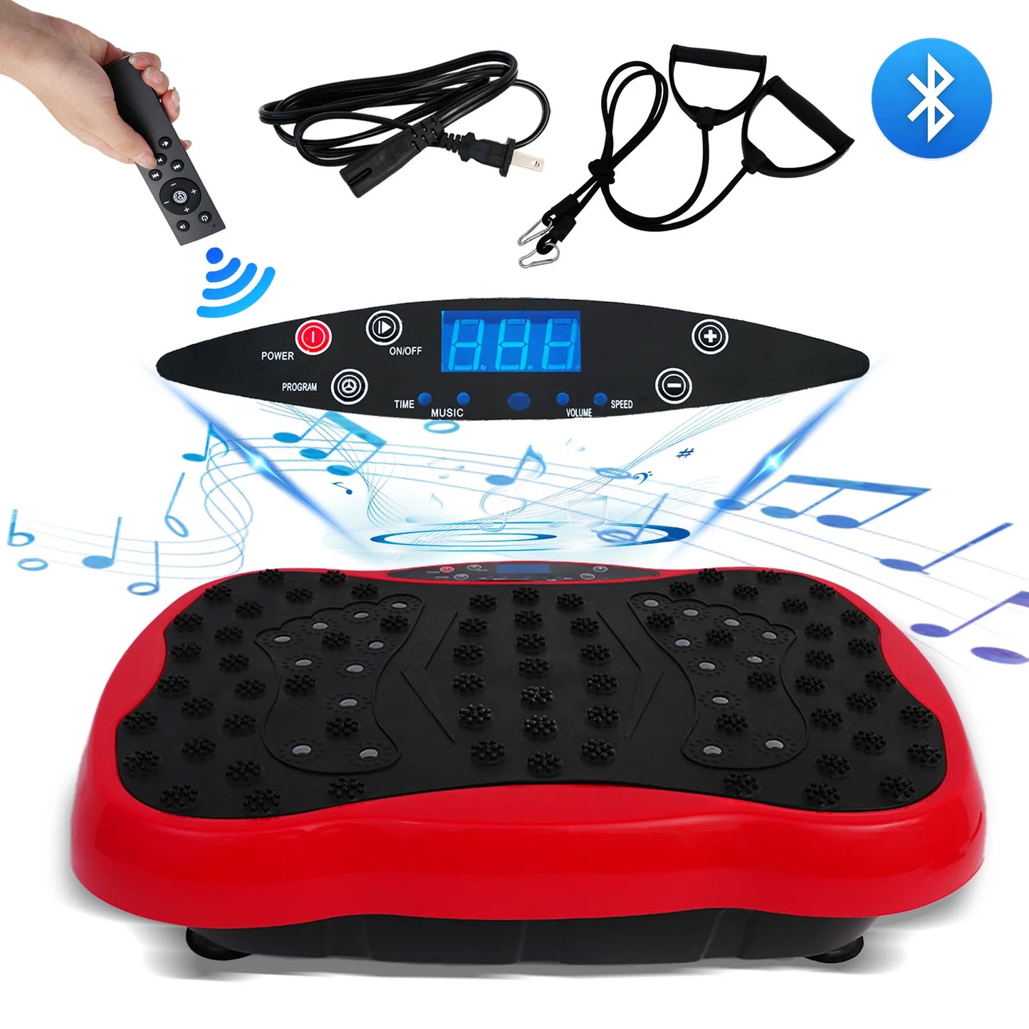 Full-Body Vibration Plate, Exercise Equipment Workout 330lbs, with Resistance Bands Remote Control