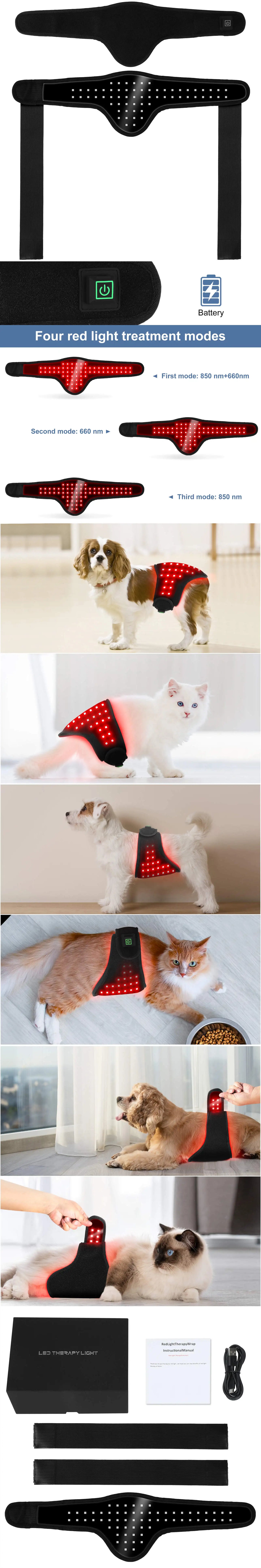 Pet Wearable body wrap, red light therapy, belt for pet
