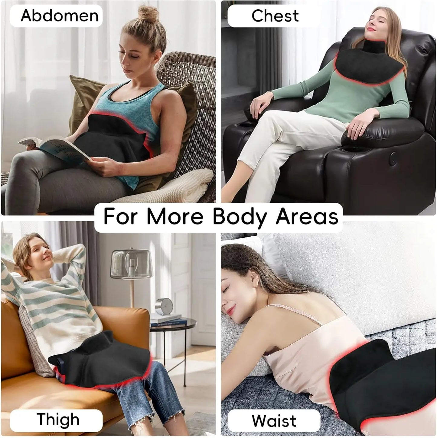 Cordless Red Light Therapy for Neck & Shoulder Pain Relief, 5000mAh Rechargeable Heating Pad with Timer