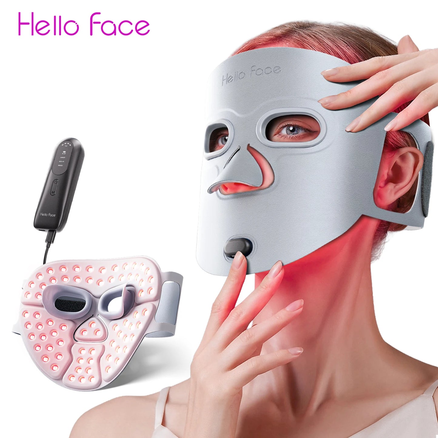 Face Beauty LED Mask, Wrinkle Reduction, Blue Light Acne Treatment, 3000m Ah Rechargeable Skin Care Device