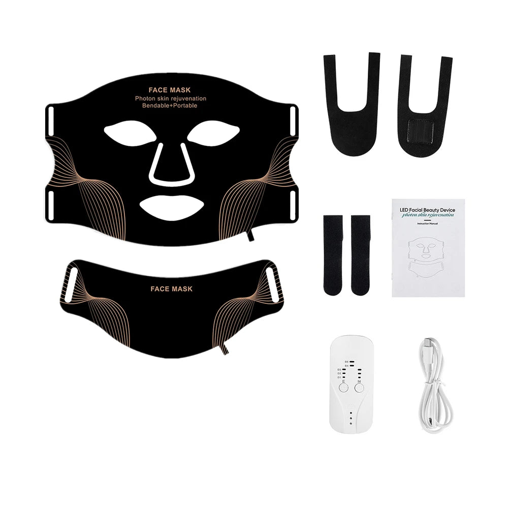 Mask Face With Neck, Red Light Infrared Therapy, Flexible Facial Mask Repair ,Skin Wireless Use