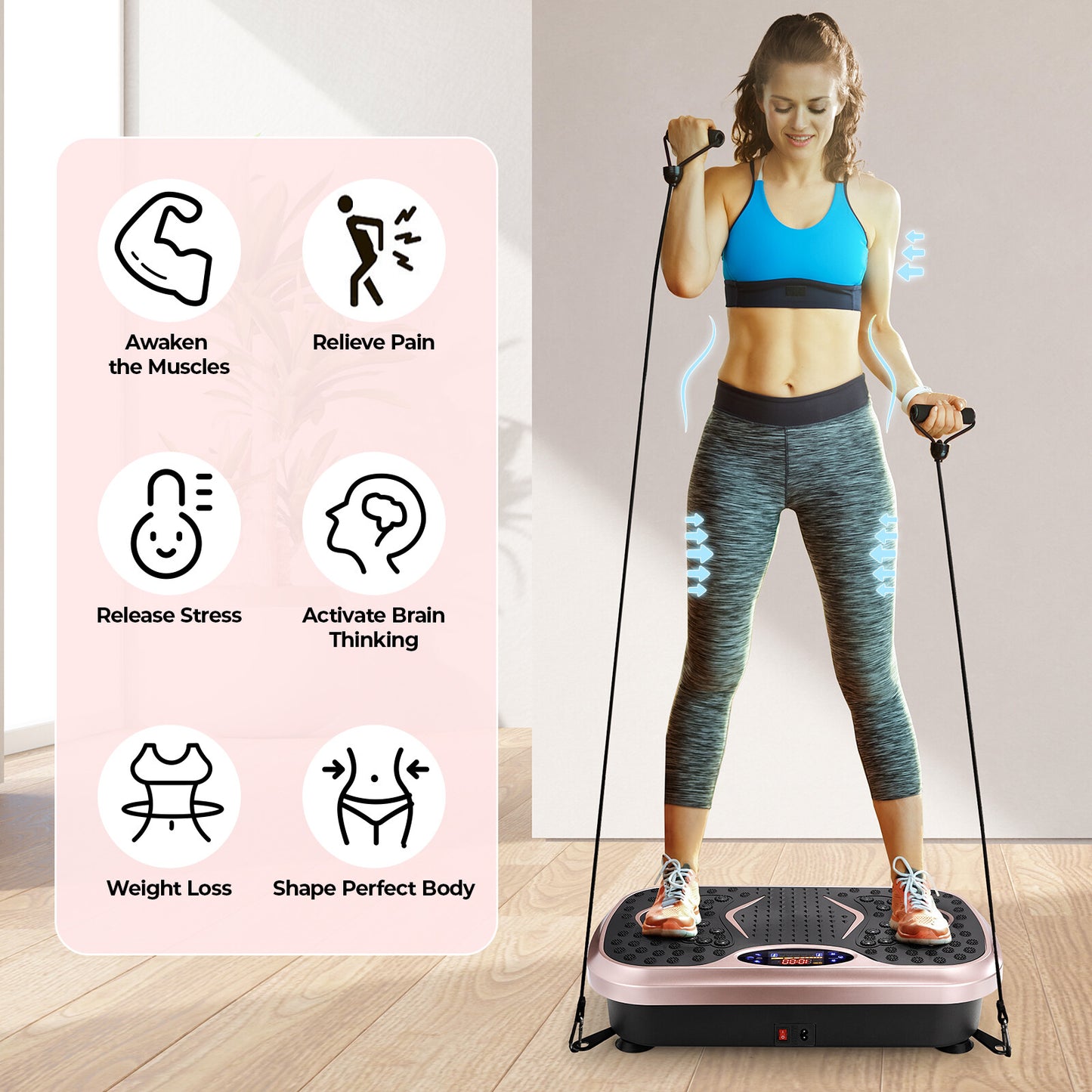 Vibration Plate, Fitness Vibration Board for Home, Full Body Exercise Machine, Fat Burning & Body Shaper