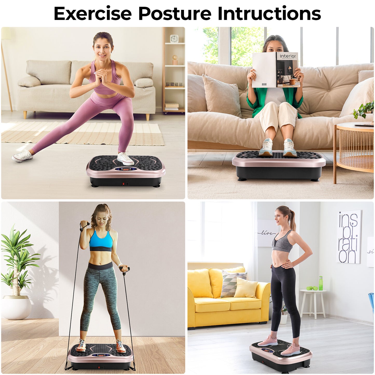 Vibration Plate, Fitness Vibration Board for Home, Full Body Exercise Machine, Fat Burning & Body Shaper