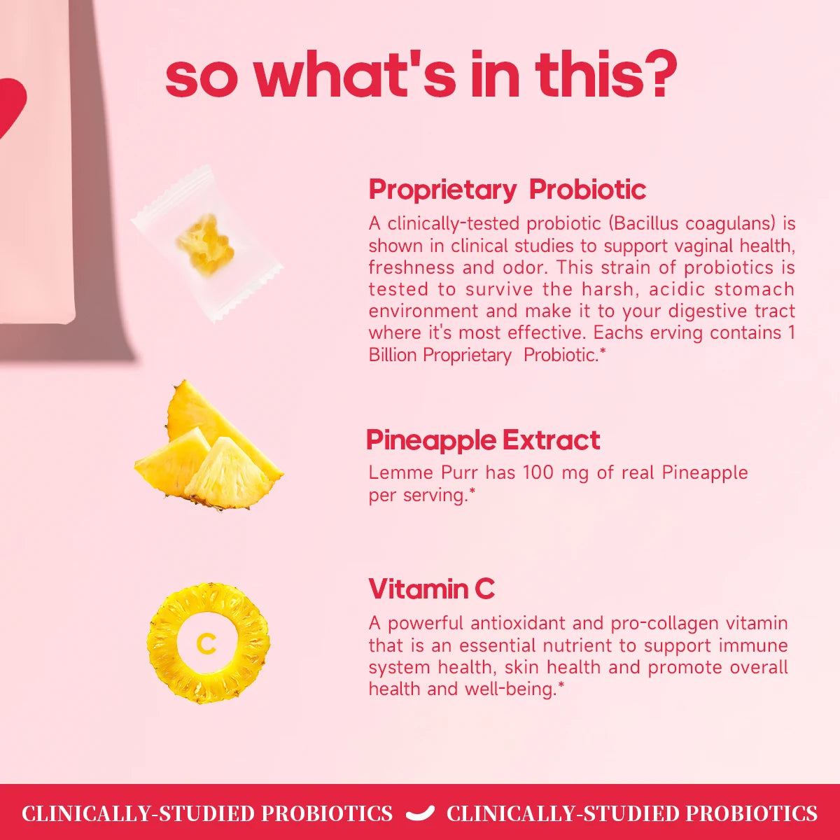 Women's Probiotics, Feminine ph Balance Gummies, -Hawaiian Pineapple
