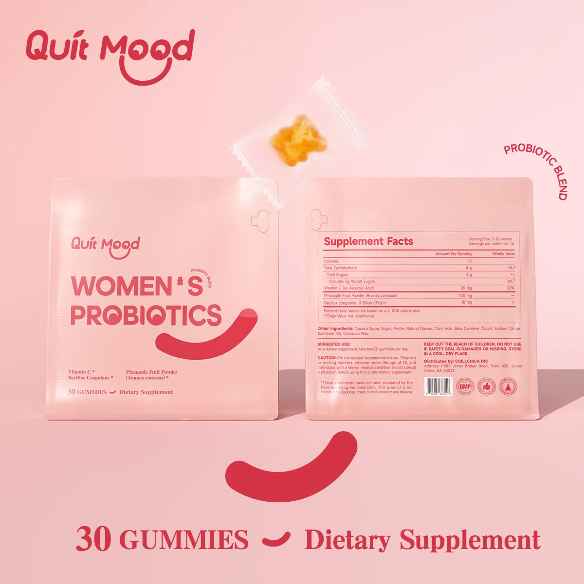 Women's Probiotics, Feminine ph Balance Gummies, -Hawaiian Pineapple