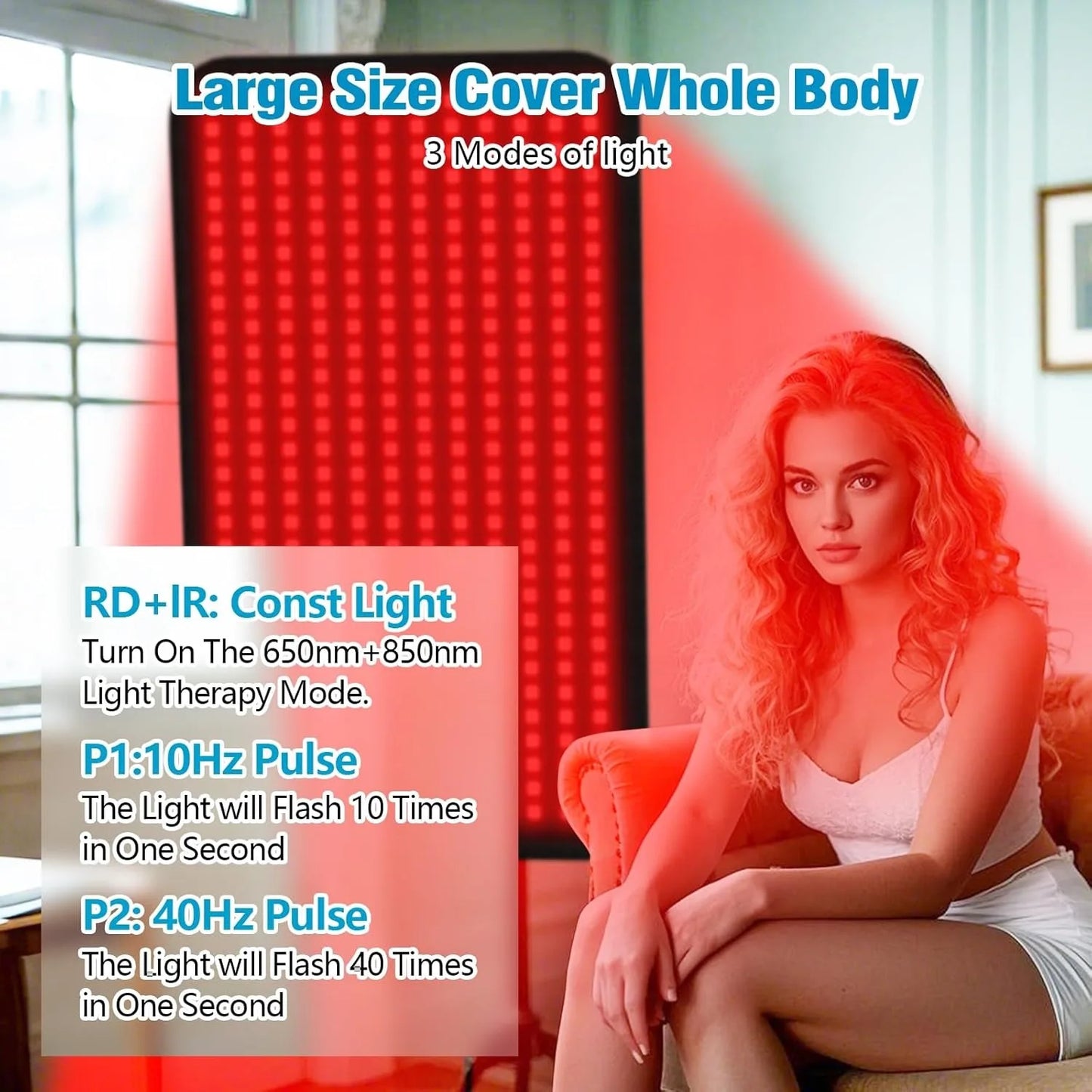 Red Light Therapy Mat 660nm 850nm, Full Body Wrap, Pain Relief, Waist, Back, Shoulder Muscle Relax Device