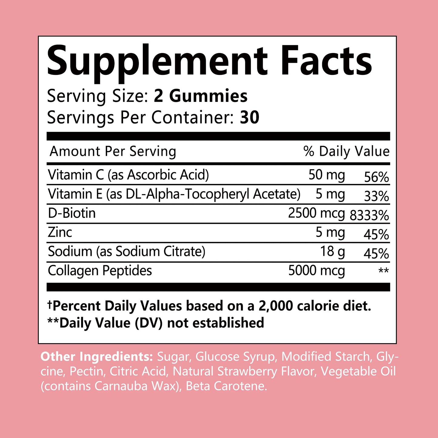Collagen Gummies - Promote Hair Growth, Whiten Skin, Hydrolyze Skin, Help Nail Bone Joints - 60 Gummies