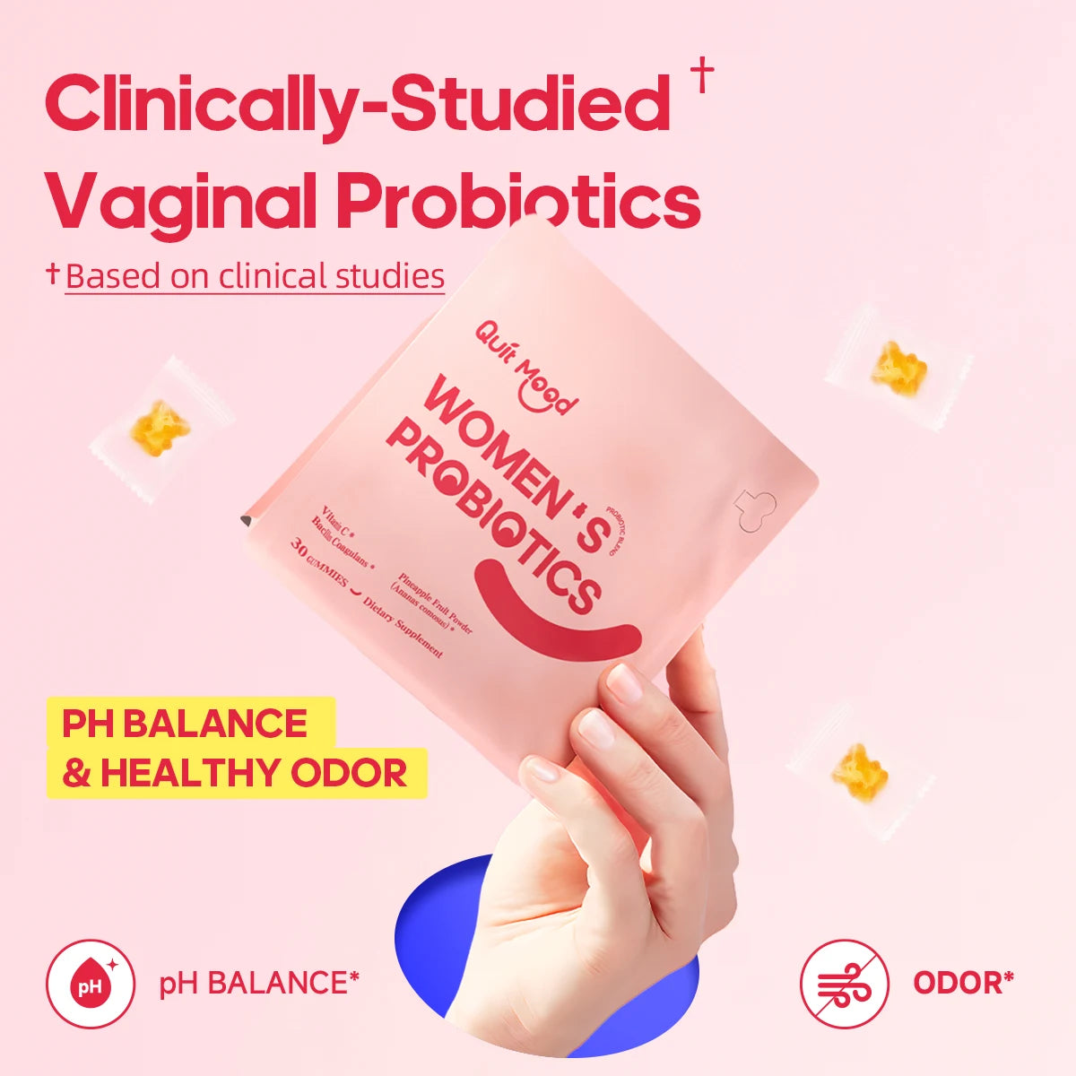 Women's Probiotics, Feminine ph Balance Gummies, -Hawaiian Pineapple