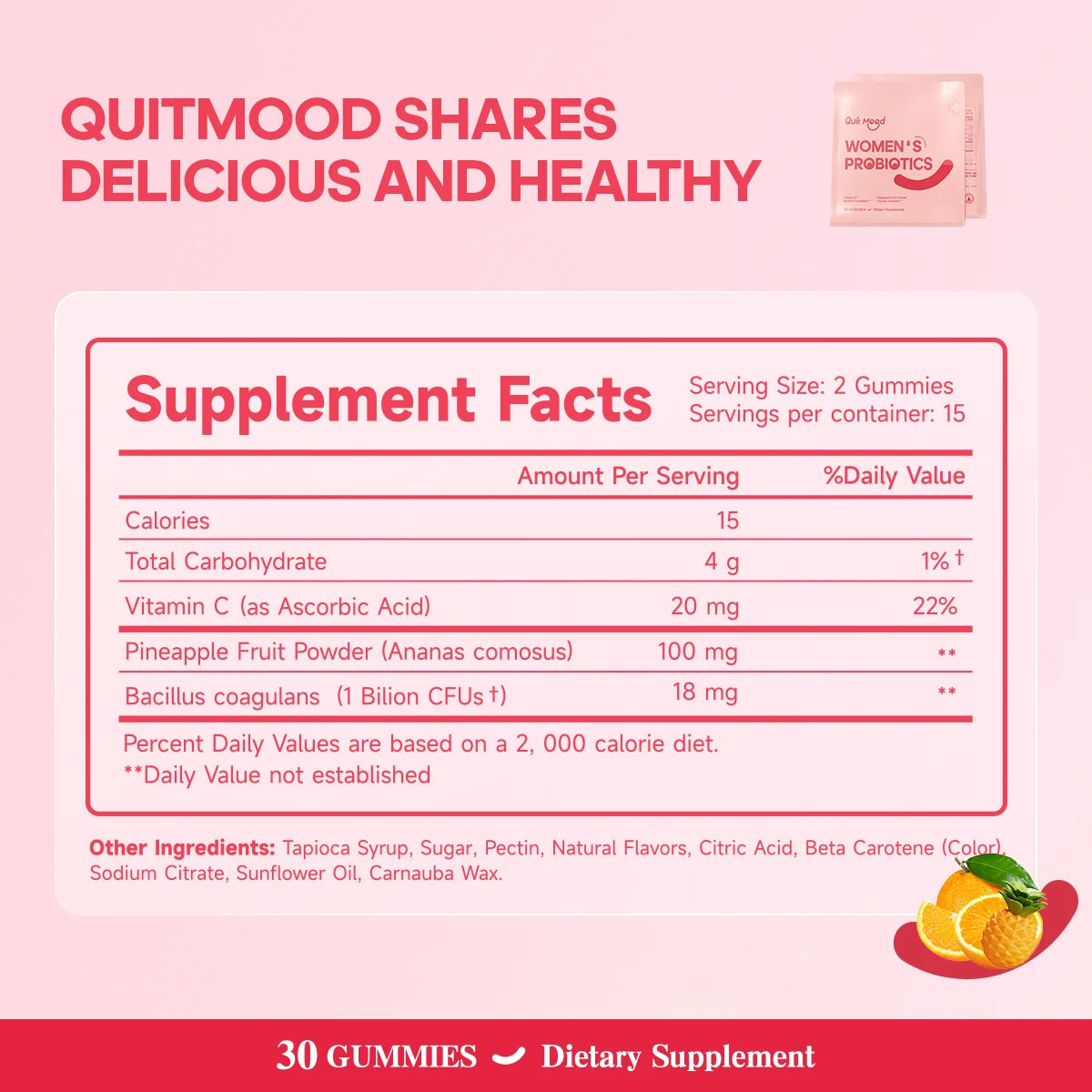 Women's Probiotics, Feminine ph Balance Gummies, -Hawaiian Pineapple