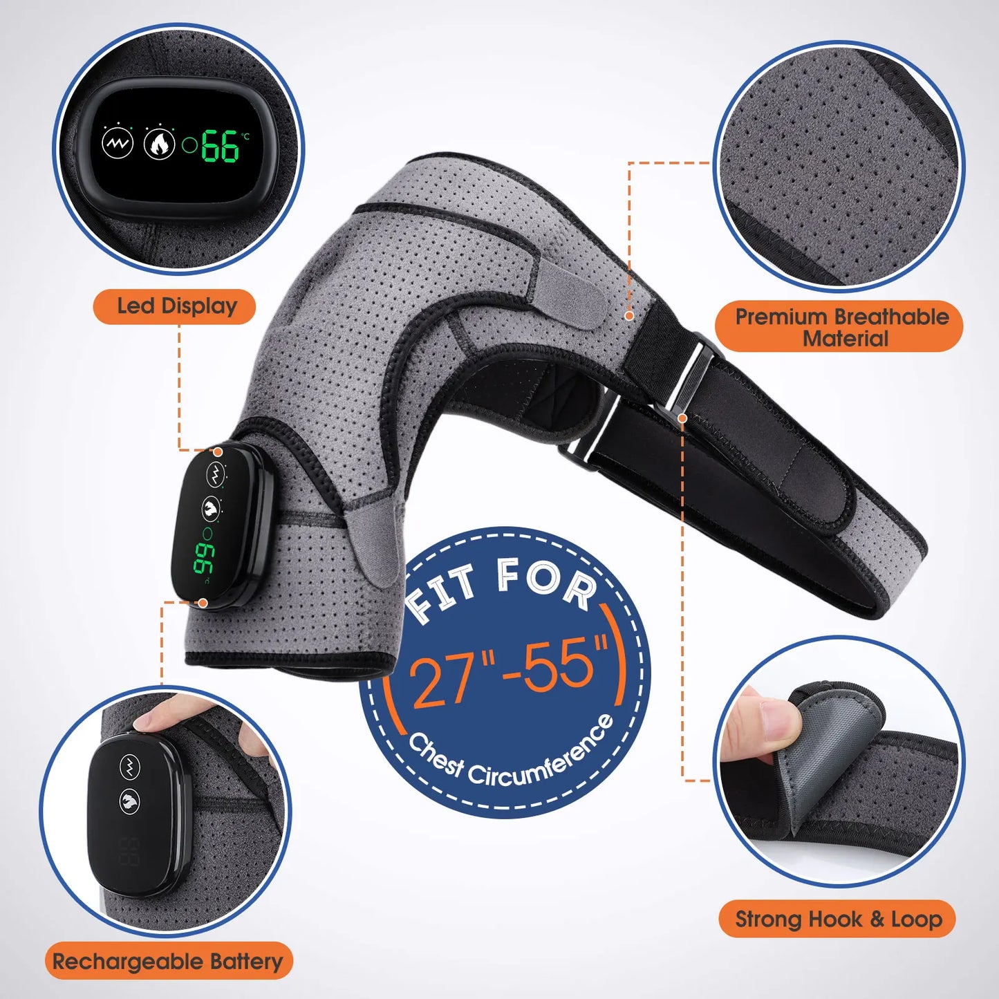 Electric Heating Shoulder Brace, LED Display, Vibration Shoulder Massage, Muscle Relaxation