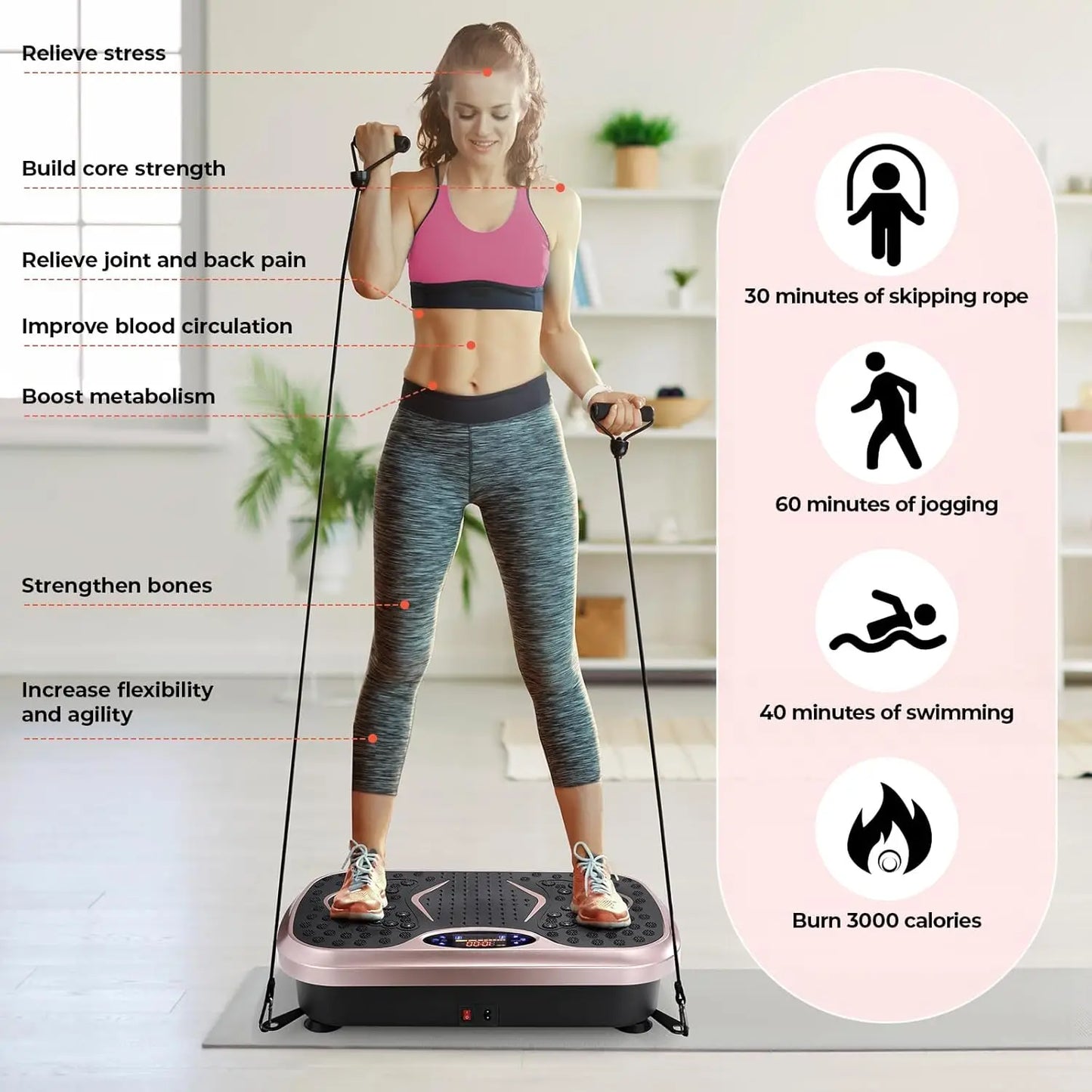 Vibration Plate, Fitness Vibration Board for Home, Full Body Exercise Machine, Fat Burning & Body Shaper
