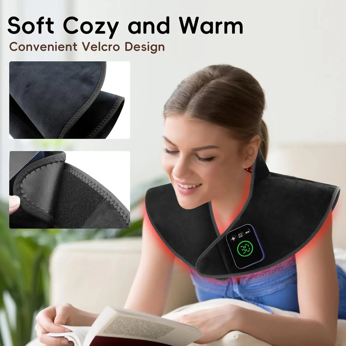 Cordless Red Light Therapy for Neck & Shoulder Pain Relief, 5000mAh Rechargeable Heating Pad with Timer