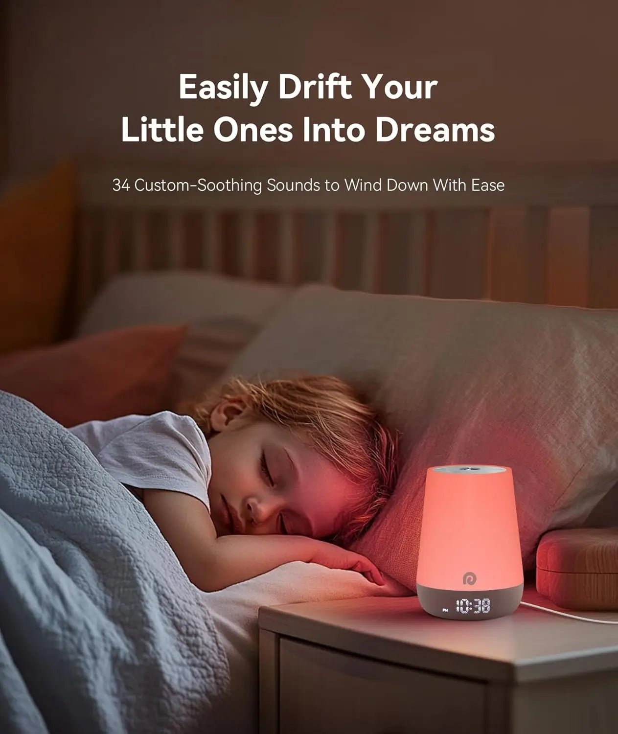 Sound Machine for Babies with Night Light, Alarm Clock, 34 Soothing Sounds, Sleep Trainer, App Control, White Noise