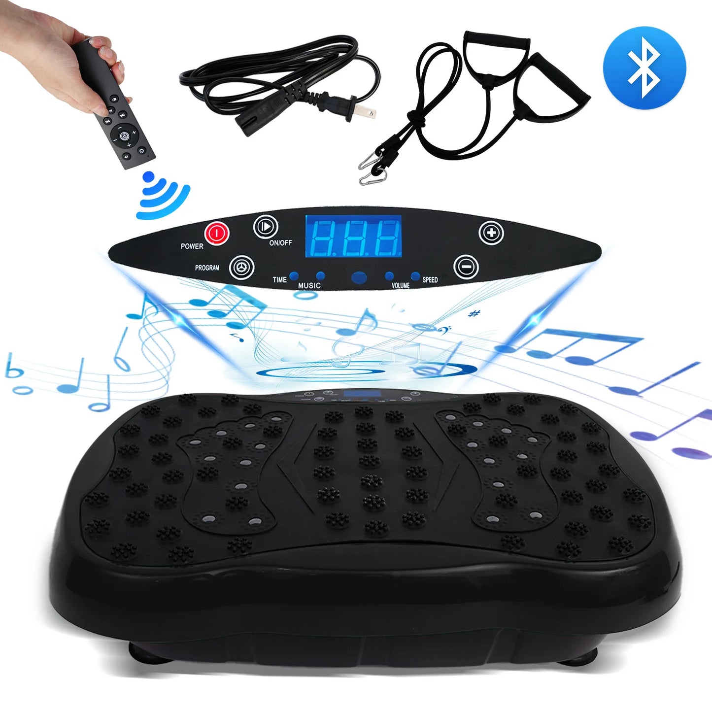 Full-Body Vibration Plate, Exercise Equipment Workout 330lbs, with Resistance Bands Remote Control