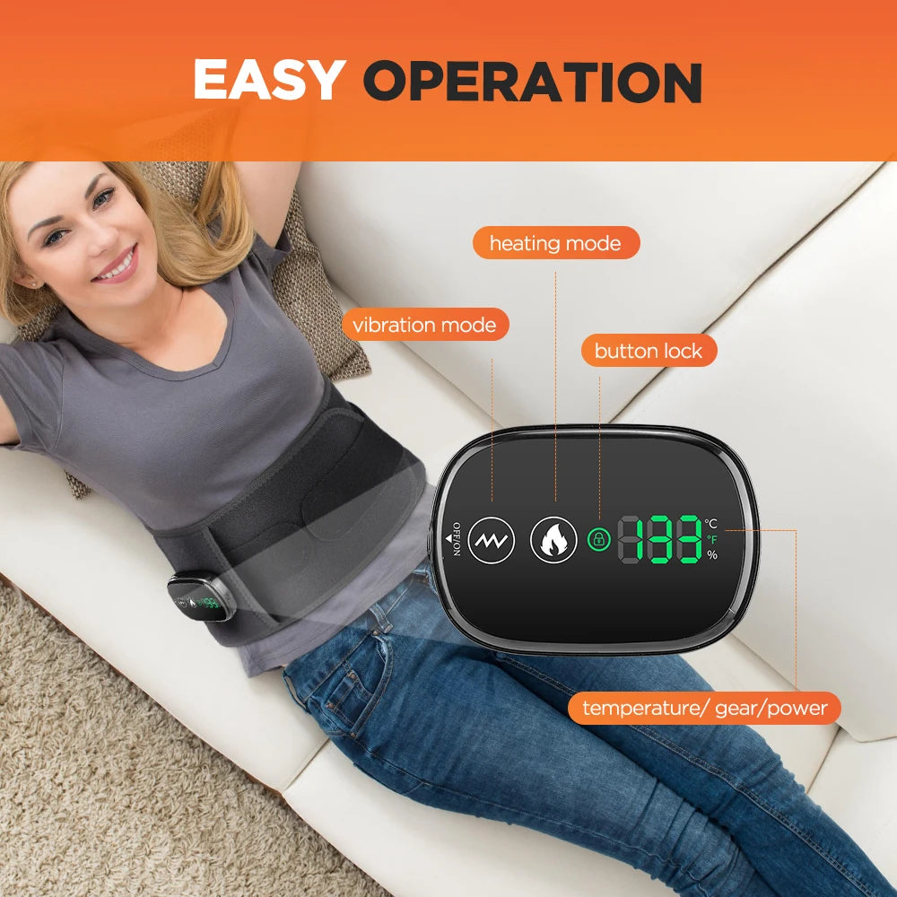 Heating Vibration Massager Belt, Red Light Hot Compress, Waist Support Brace with Massage,