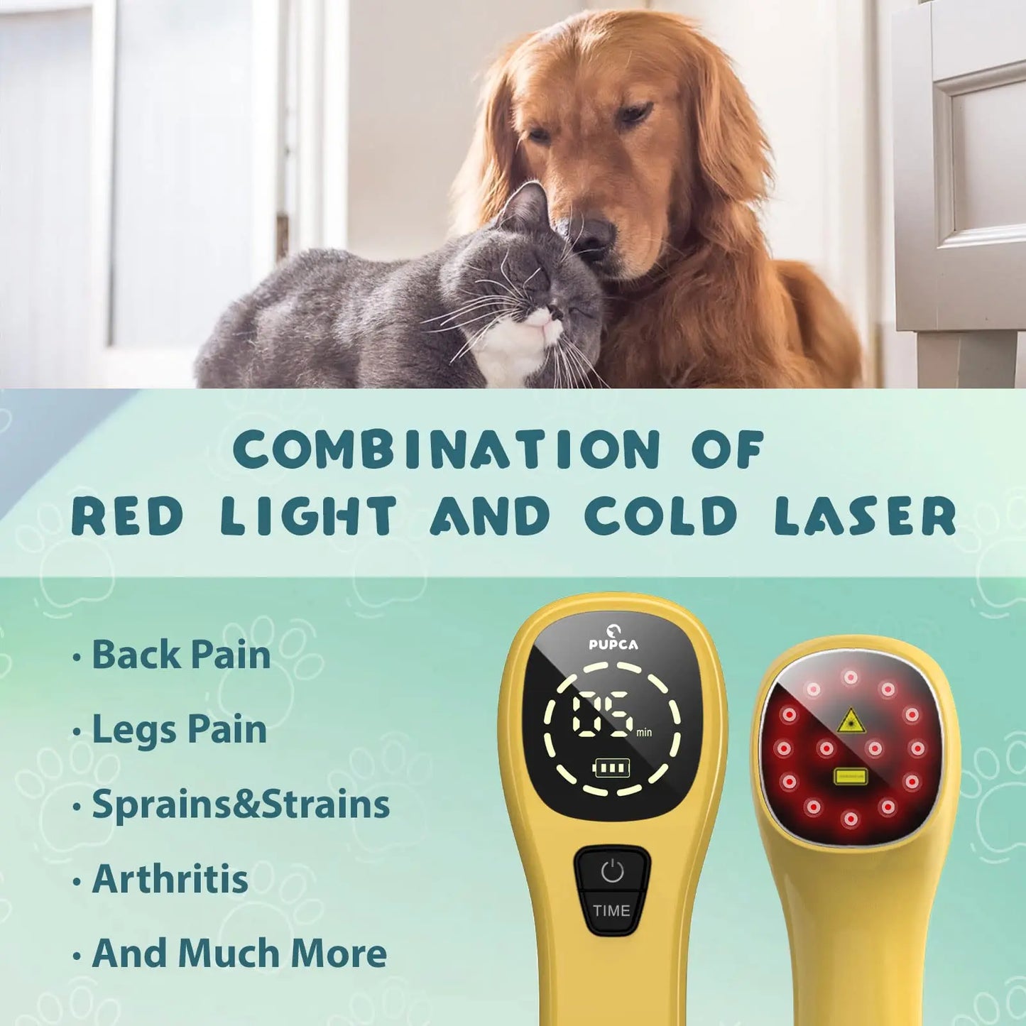 Pet Pain Relief  650nm 808nm, Cold Low Level Laser, Red Light Therapy Device, Dog, Cat  Physical Muscle Therapy Equipment