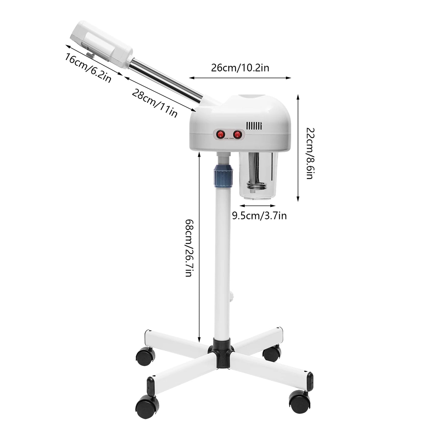 Facial Steamer, Height Adjustable Sprayer, 360° Rotatable, Movable Skin Care Equipment