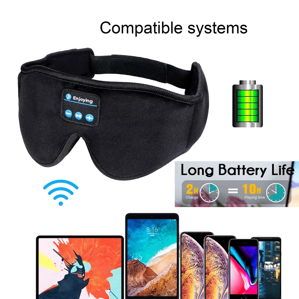 3D wireless music headphone, breathable, smart eye mask, Bluetooth headset with mic for IOS/MAC