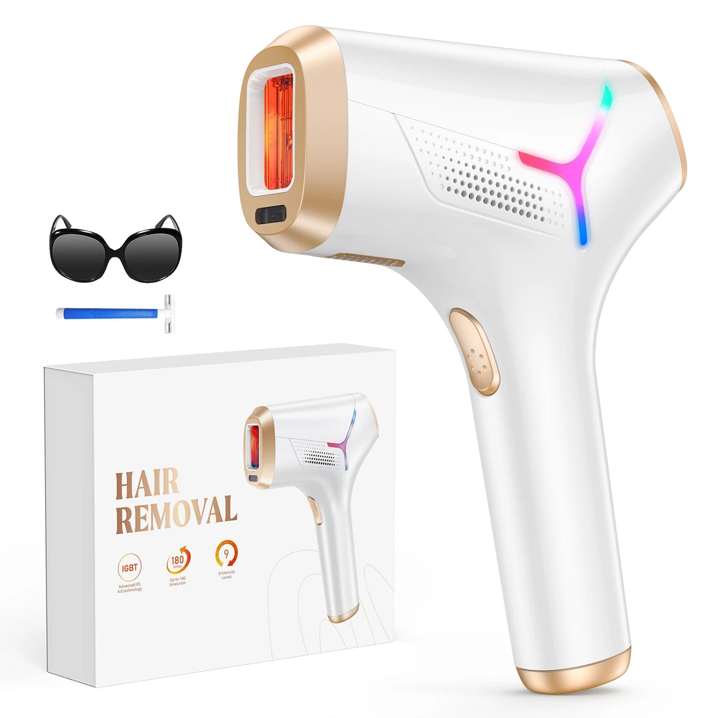 990000 Flashes Laser Hair Removal, UNISEX, Hair Removal, Body, Bikini, and Facial Areas, Painless, Permanent Hair Removal