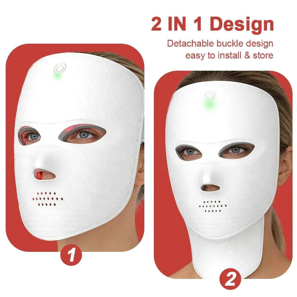 Wireless LED Face, & Neck Mask, Anti Aging Rejuvenation, Tighten Face, Neck Lifting, Whitening Beauty Device