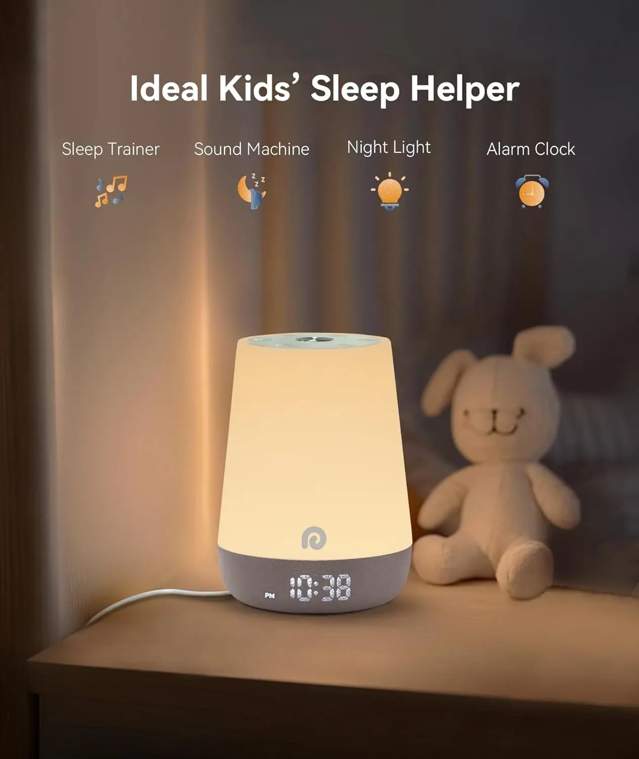 Sound Machine for Babies with Night Light, Alarm Clock, 34 Soothing Sounds, Sleep Trainer, App Control, White Noise