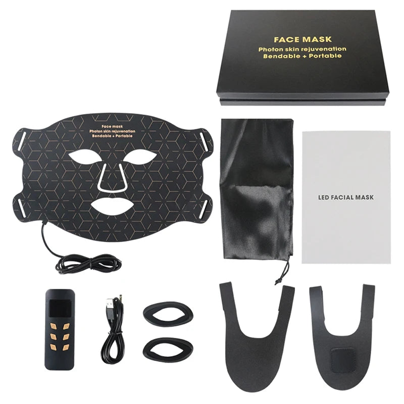 4 Modes Portable Led Face Mask, Light Therapy for Anti-Aging Wrinkles, Skin Rejuvenation,