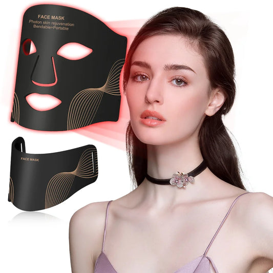 LED Face Mask/Neck Wireless, Portable Red Light Therapy for Anti-Aging, Wrinkles, Skin Rejuvenation,