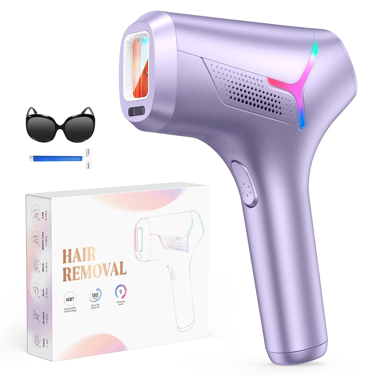 990000 Flashes Laser Hair Removal, UNISEX, Hair Removal, Body, Bikini, and Facial Areas, Painless, Permanent Hair Removal