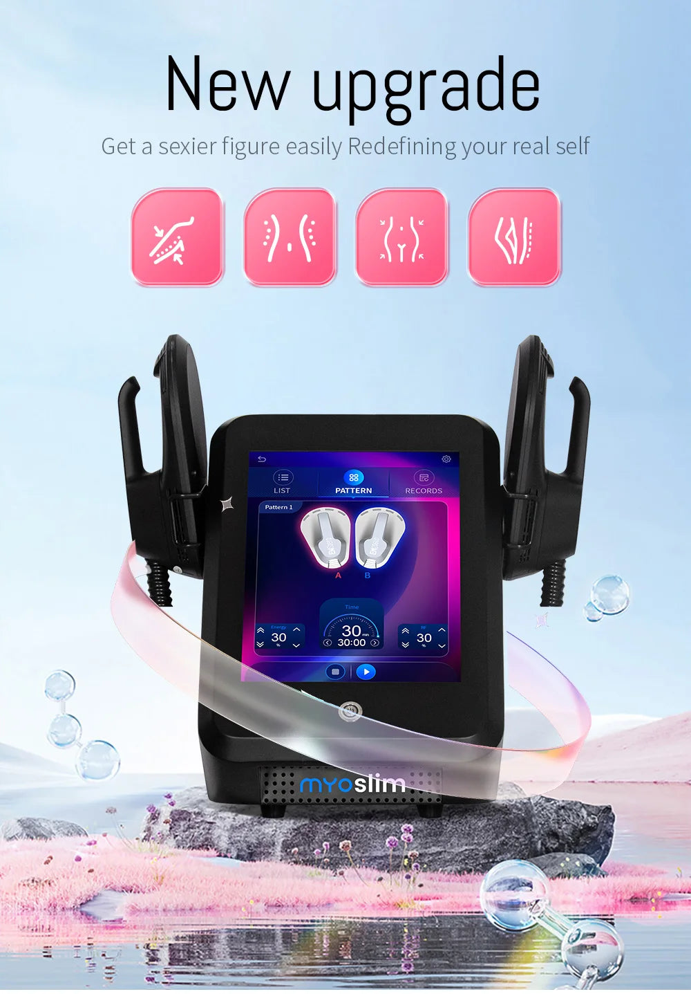 Body Sculpt Machine, 15 Electromagnetic, Slimming Fat, Muscle and Pelvic Body EMS