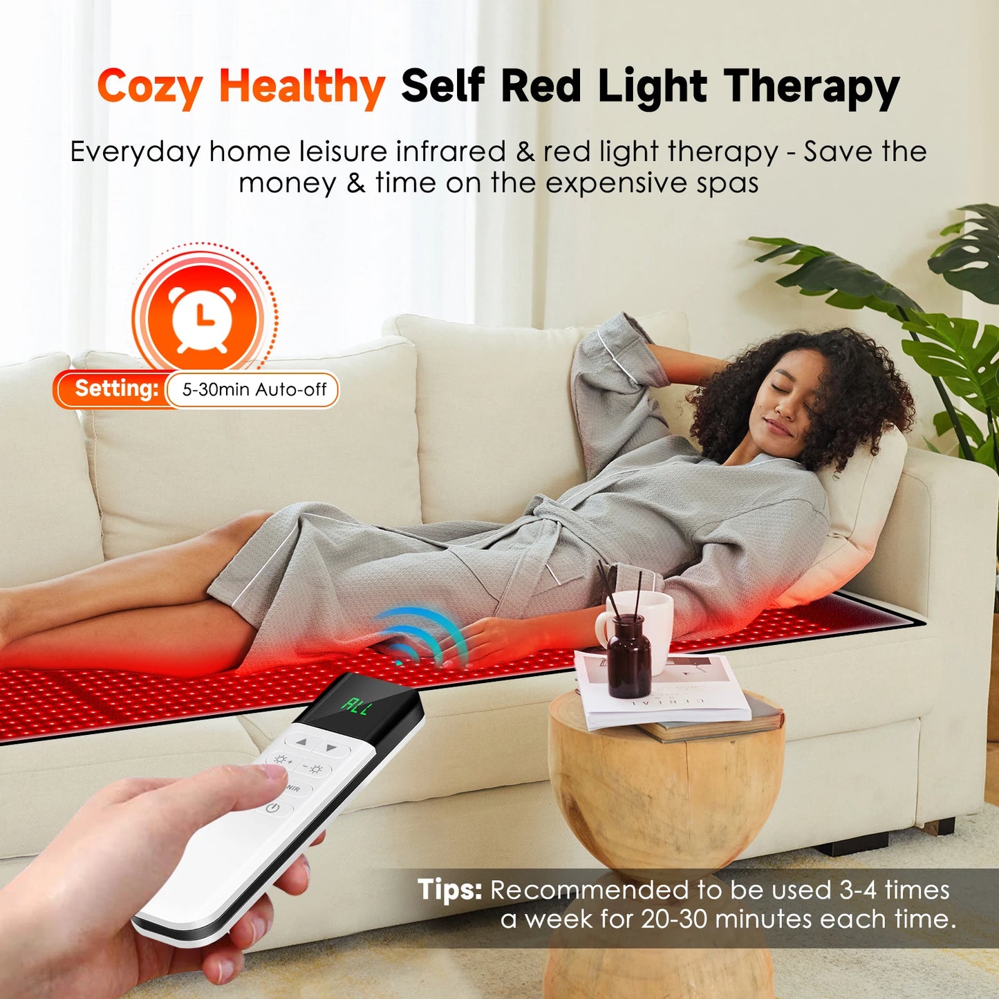 Large, Red & Near Infrared Light Therapy Mat, 1440 LEDs 660nm 850nm, 160W Full Body LED Light Pad for Home Comfort Use