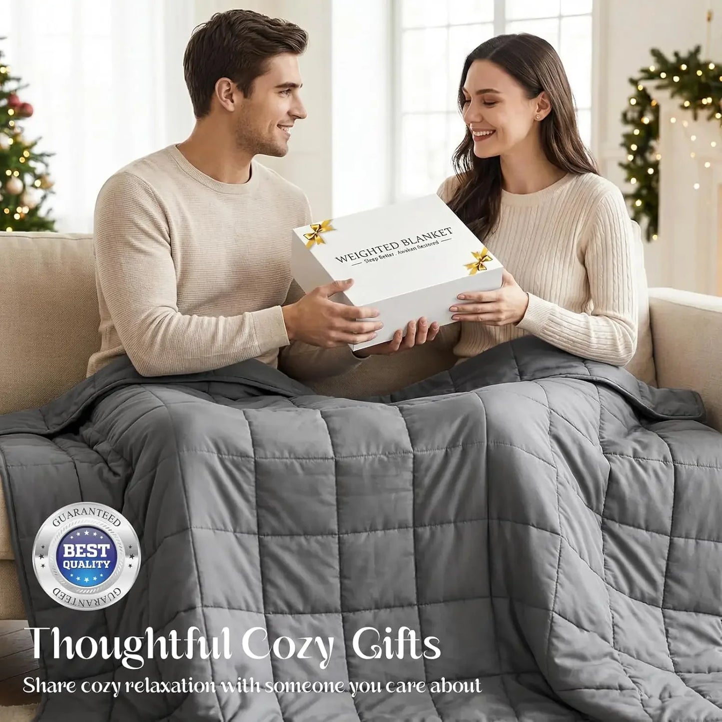 Weighted Blanket, 15lbs Twin Size, Soft Cooling Heavy Blanket for Sleeping