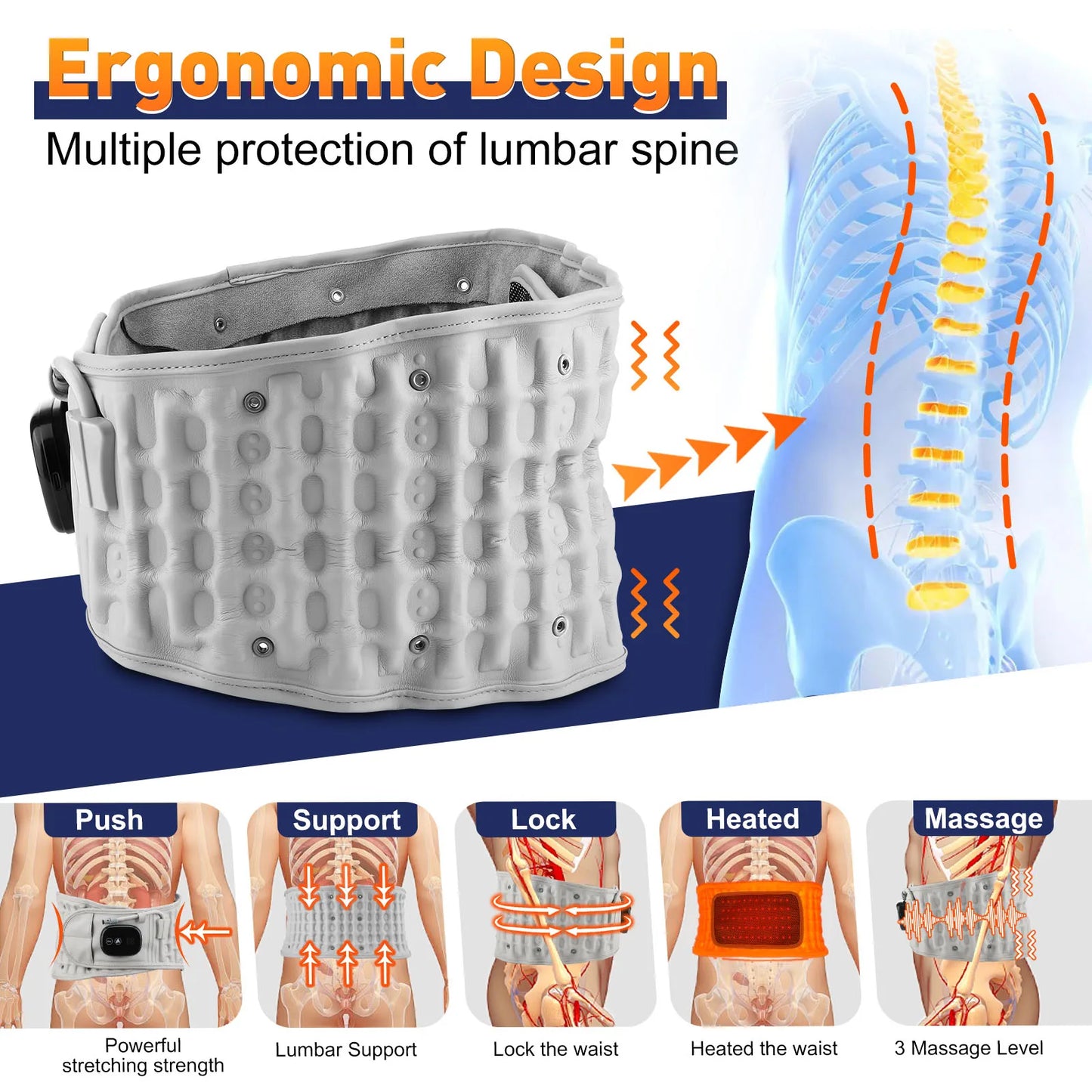 Infrared Heating Waist Massager, Electric Belt Vibration,