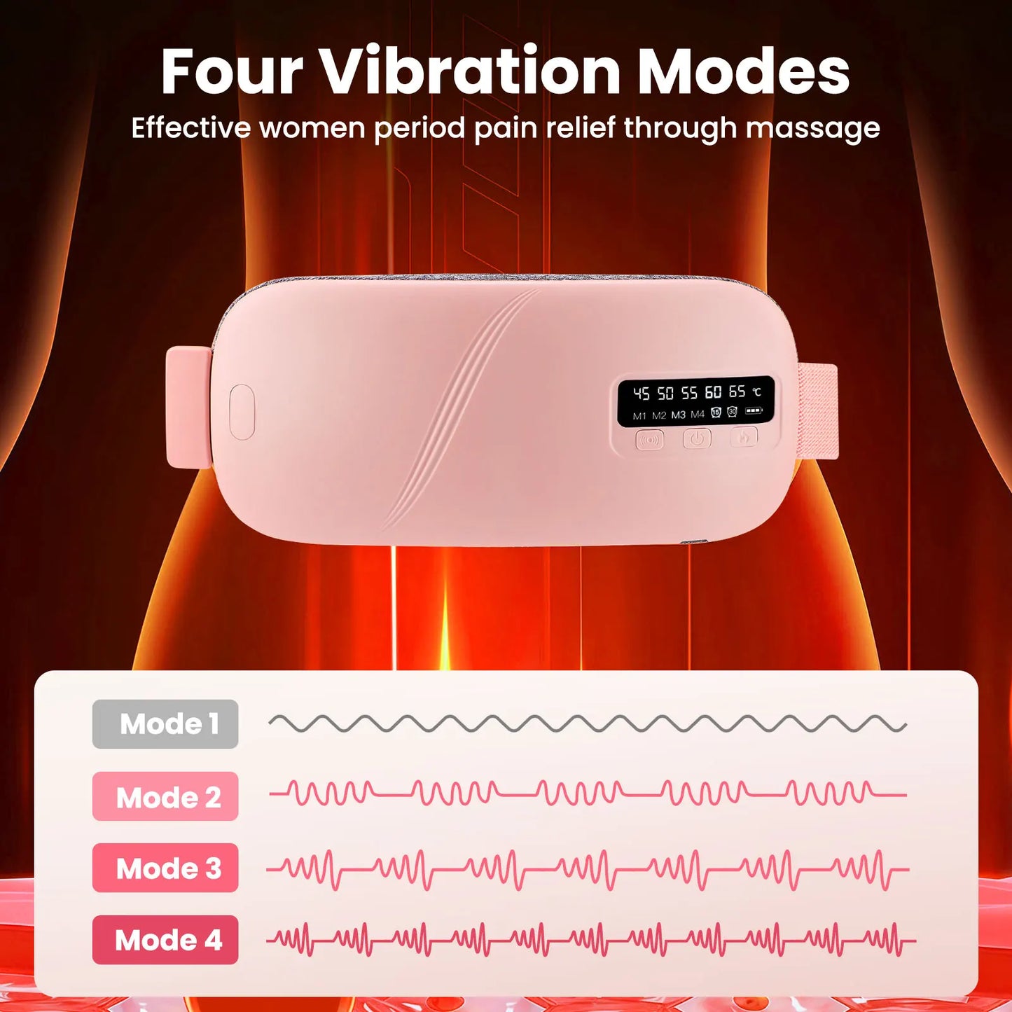 5 Modes, Electric Belt, Heating Vibration, Waist Massage, Balance Women Menstrual, Heating Pad for for Cramps Period Relief