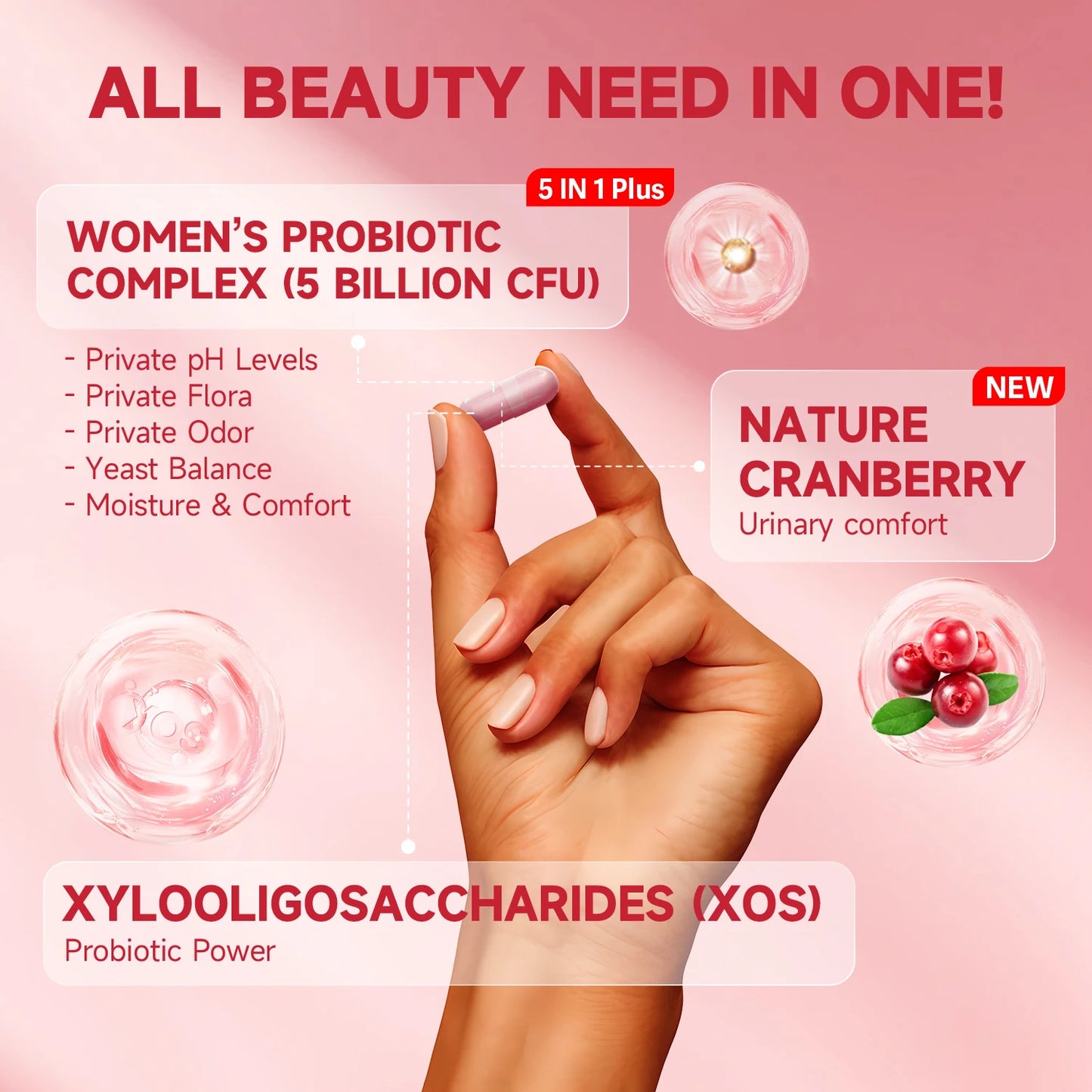 V- Probiotics for Women - pH Balance, Odor Control, Yeast & Flora
