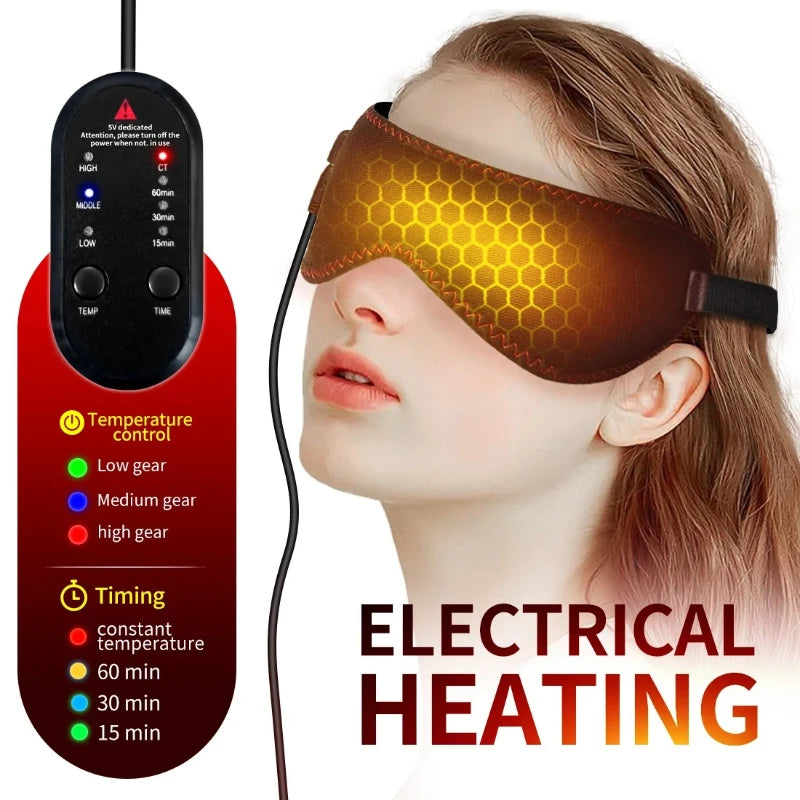 Heated Eye Mask, for Dry Eyes, and Dark Circles, 3 Heat Levels