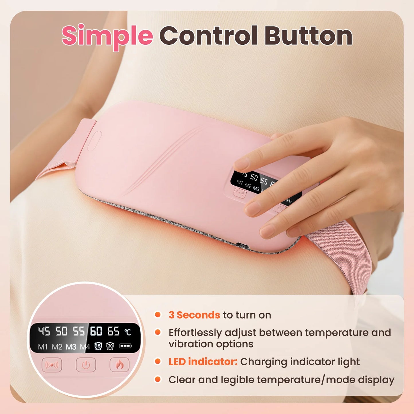 5 Modes, Electric Belt, Heating Vibration, Waist Massage, Balance Women Menstrual, Heating Pad for for Cramps Period Relief