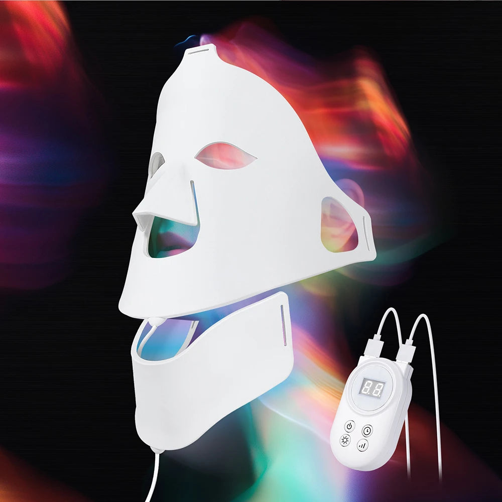 3D Flexible Silicone Facial Beauty Mask, Red Light Face & Neck, Wireless Use