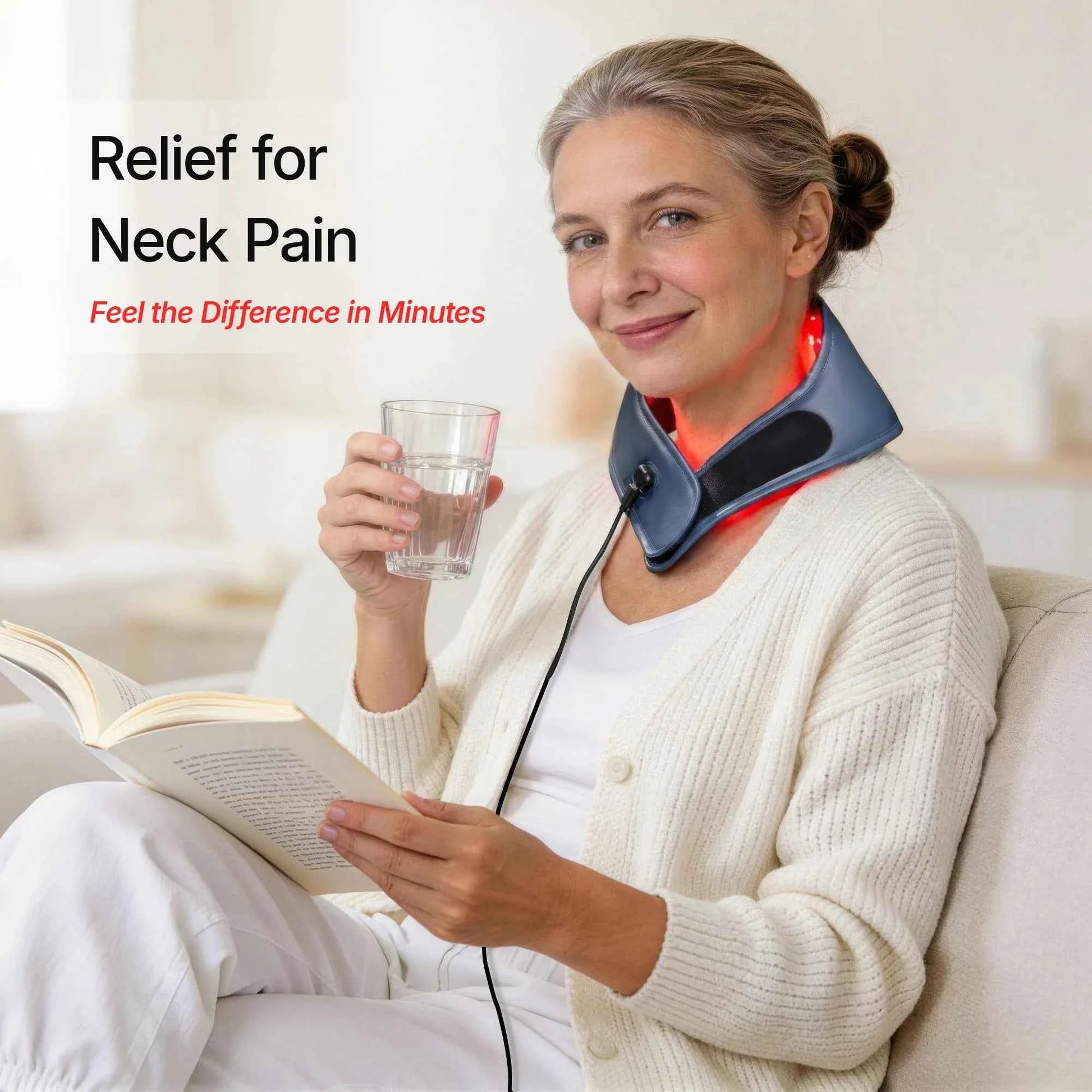 Portable Neck Pain Relief Device – 147 LED Red & Near-Infrared Light , 10Hz/40Hz Pulse Technology, 3000m Ah Battery