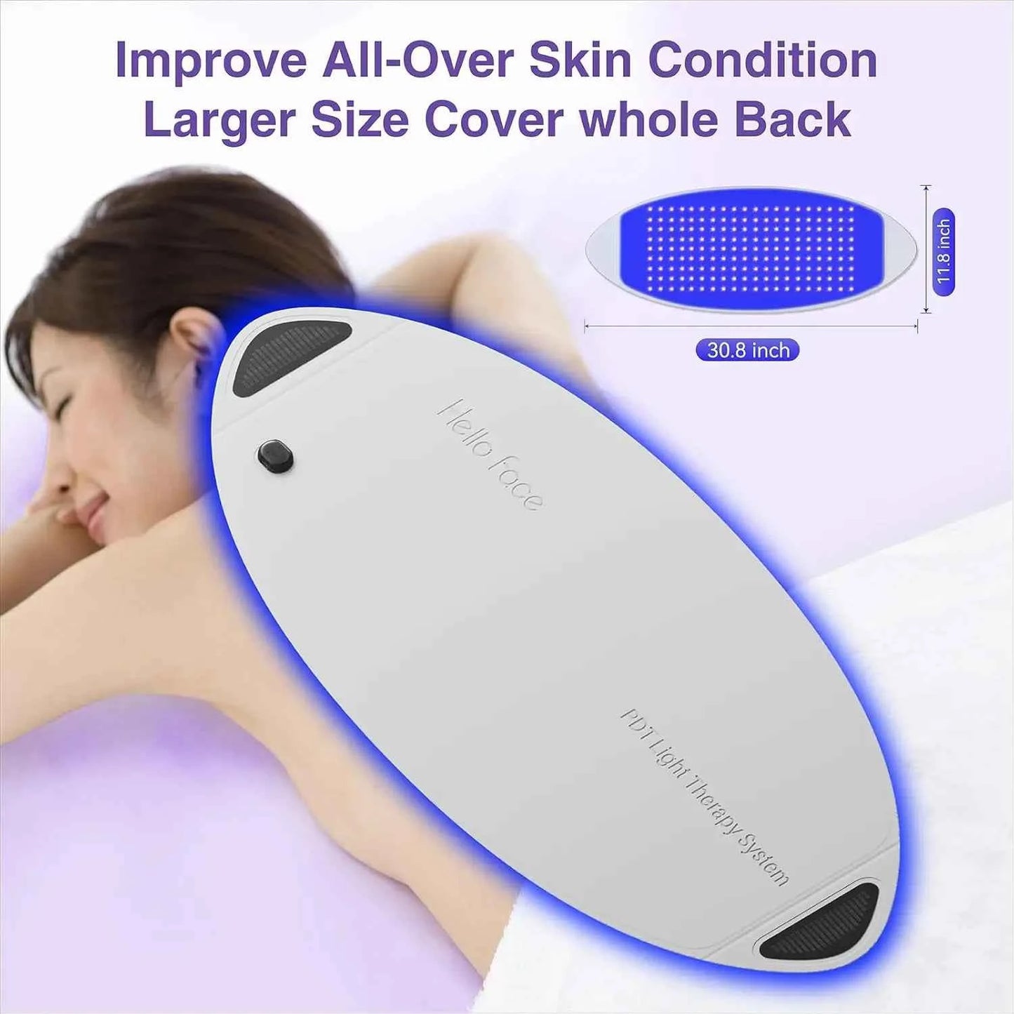 Hello Face, back, shoulders, L6 LED Light Mask,  630nm Red Light & 850nm