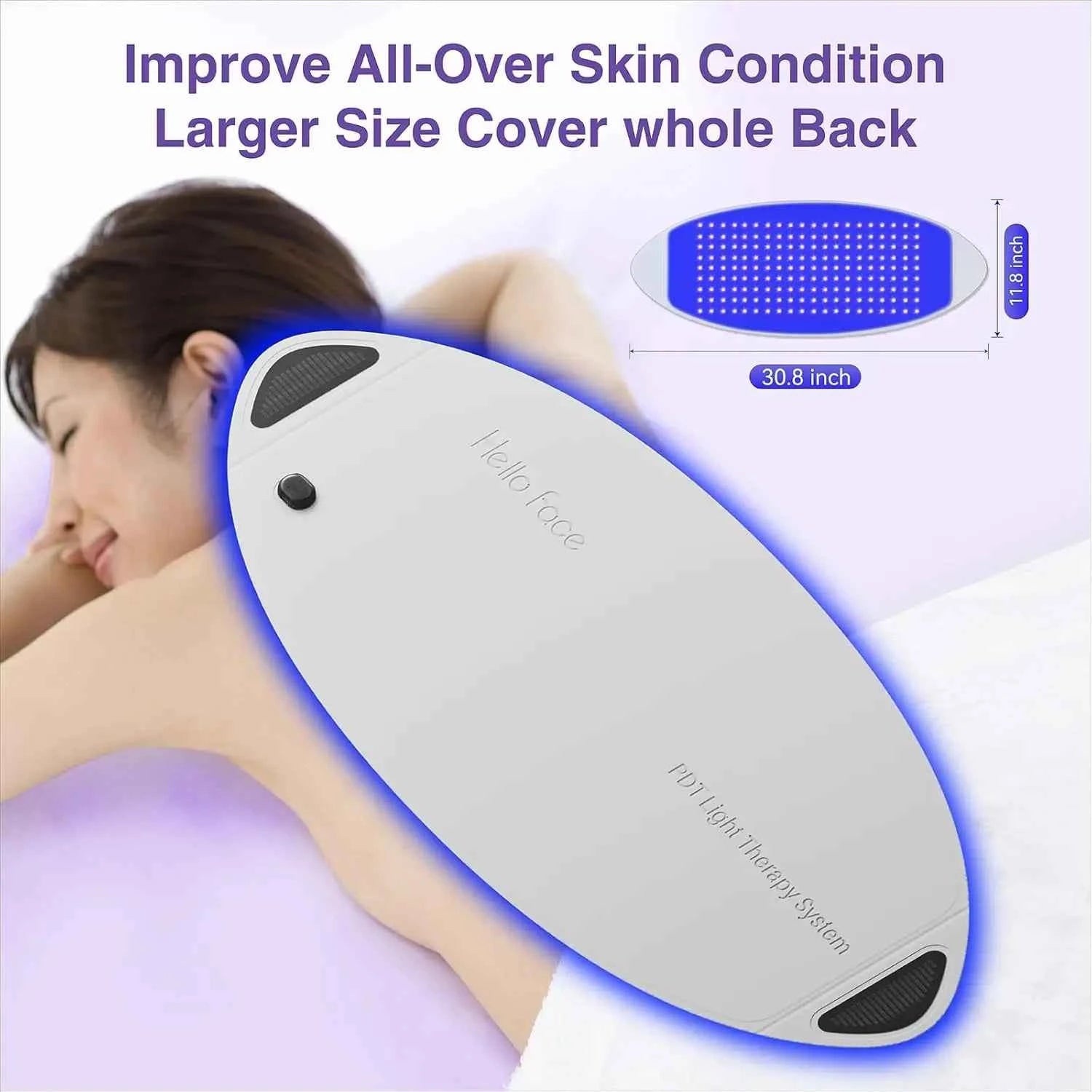 Hello Face, back, shoulders, L6 LED Light Mask,  630nm Red Light & 850nm