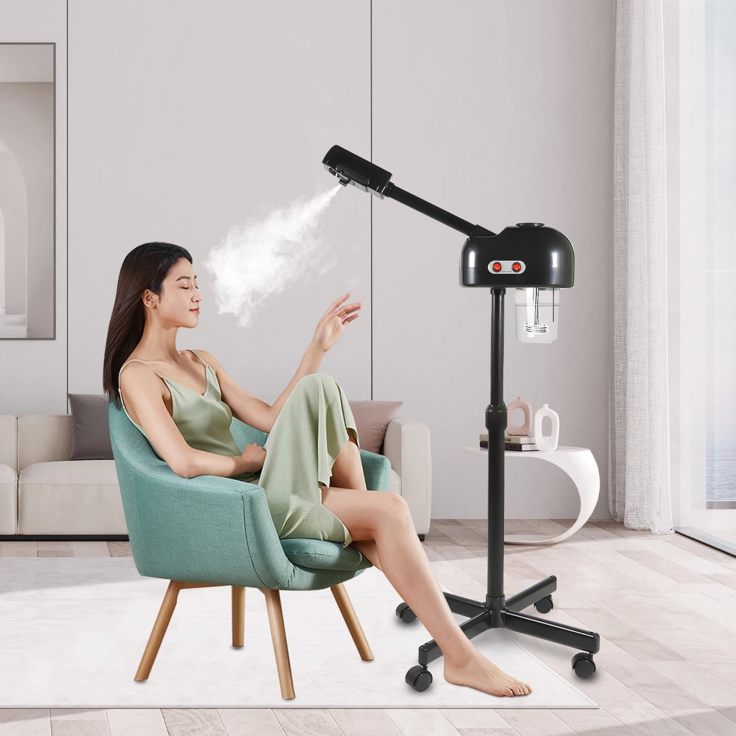 Facial Steamer, Height Adjustable Sprayer, 360° Rotatable, Movable Skin Care Equipment