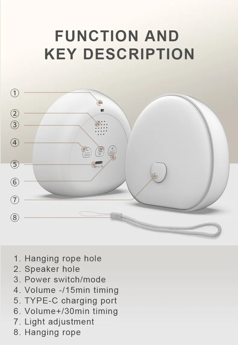 Sleep White Noise Machine, Touchable, LED Night Light, Relaxing Audio & Sleep Lamp