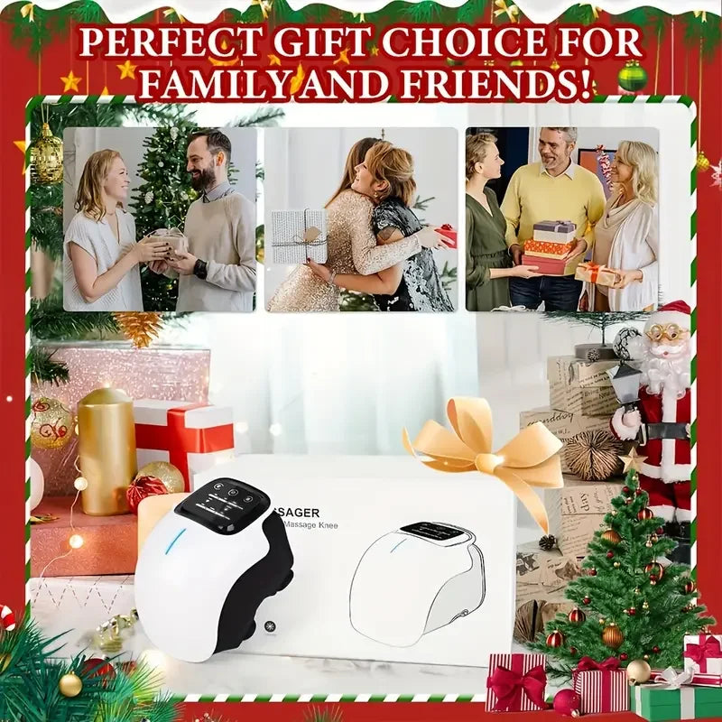 Cordless Knee Massager, with Heat and Vibration, Portable Knee Massager, with Large LED Screen, Adjustable Temperature