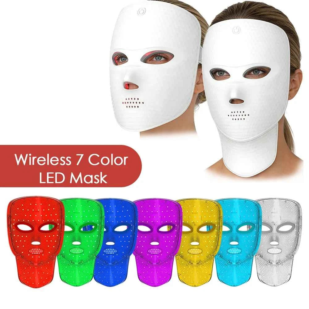 Wireless LED Face, & Neck Mask, Anti Aging Rejuvenation, Tighten Face, Neck Lifting, Whitening Beauty Device