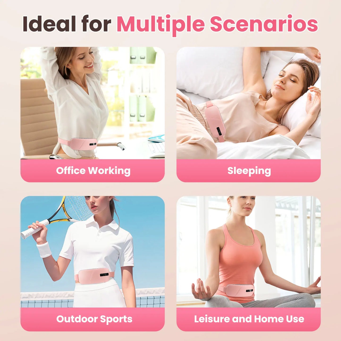 5 Modes, Electric Belt, Heating Vibration, Waist Massage, Balance Women Menstrual, Heating Pad for for Cramps Period Relief