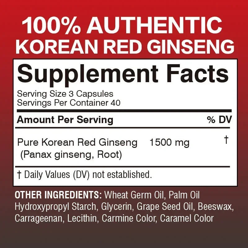 Ginseng Supplement - Enhances Endurance,Strength and Mood Balance Strong for Energy, Stamina and Focus