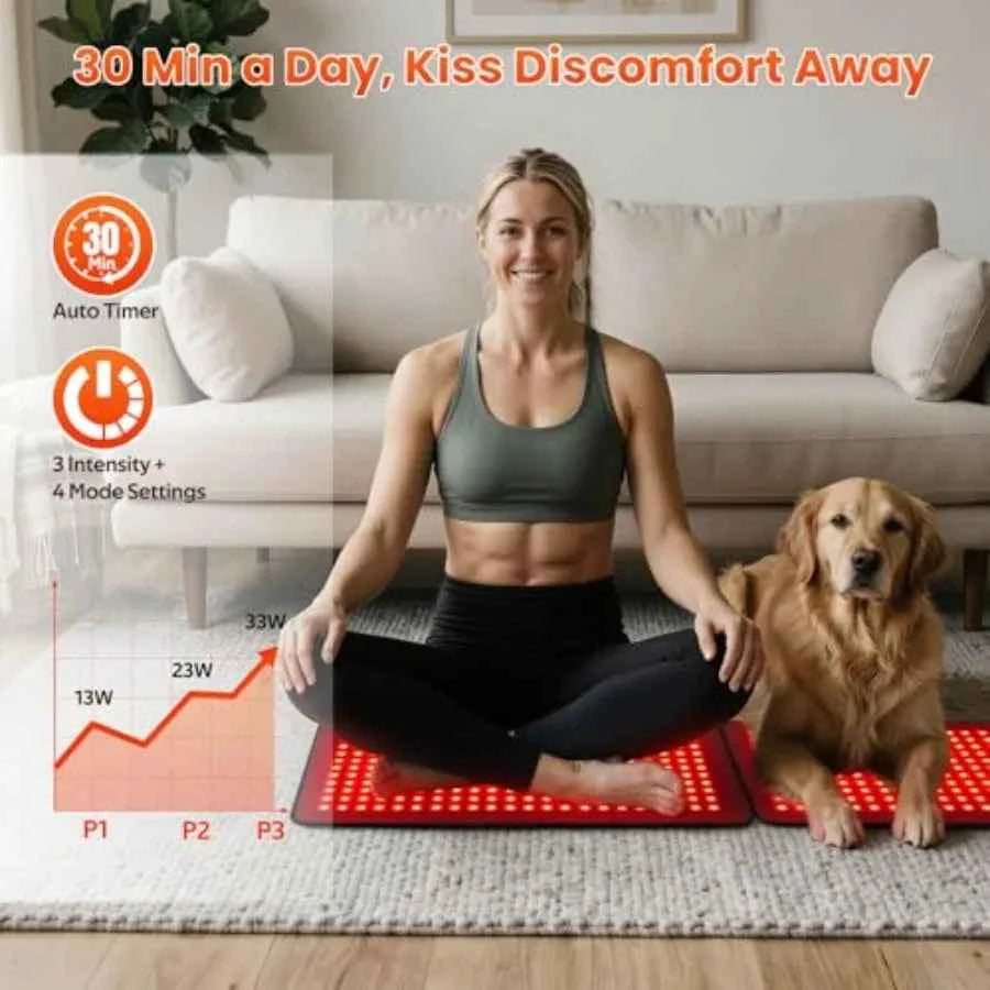 Red Light Therapy Pad for Body, 242 LEDs 24"x12" Large Mat with 33W High Power, 660nm and 850nm