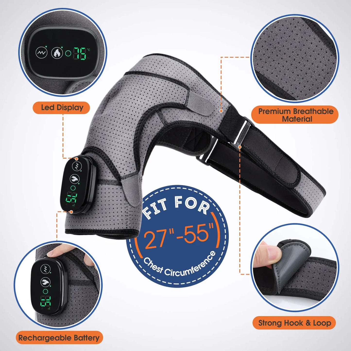 Electric Heating Shoulder Brace, LED Display, Vibration Shoulder Massage, Muscle Relaxation