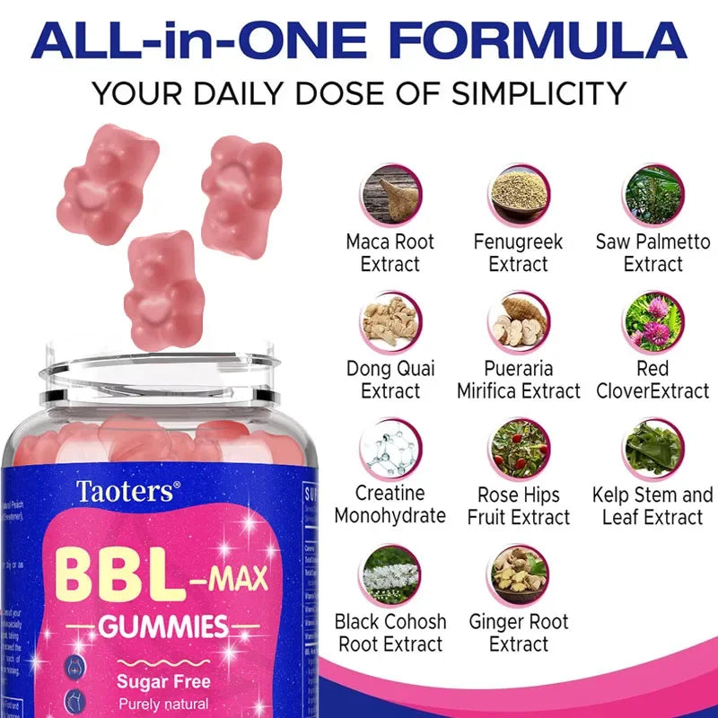 Buttocks Enlargement Gummies for Women - BBL- MAX Gummies - with Multivitamins and Herbal Extracts