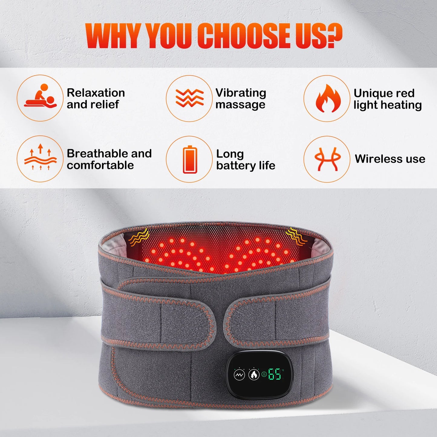Infrared Heating Waist Massager, Electric Belt Vibration,